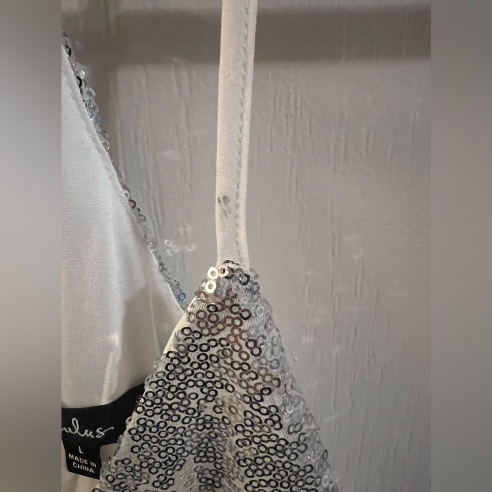 Silver sparkly dress - Lulu’s - Size Large - Picture 3 of 4